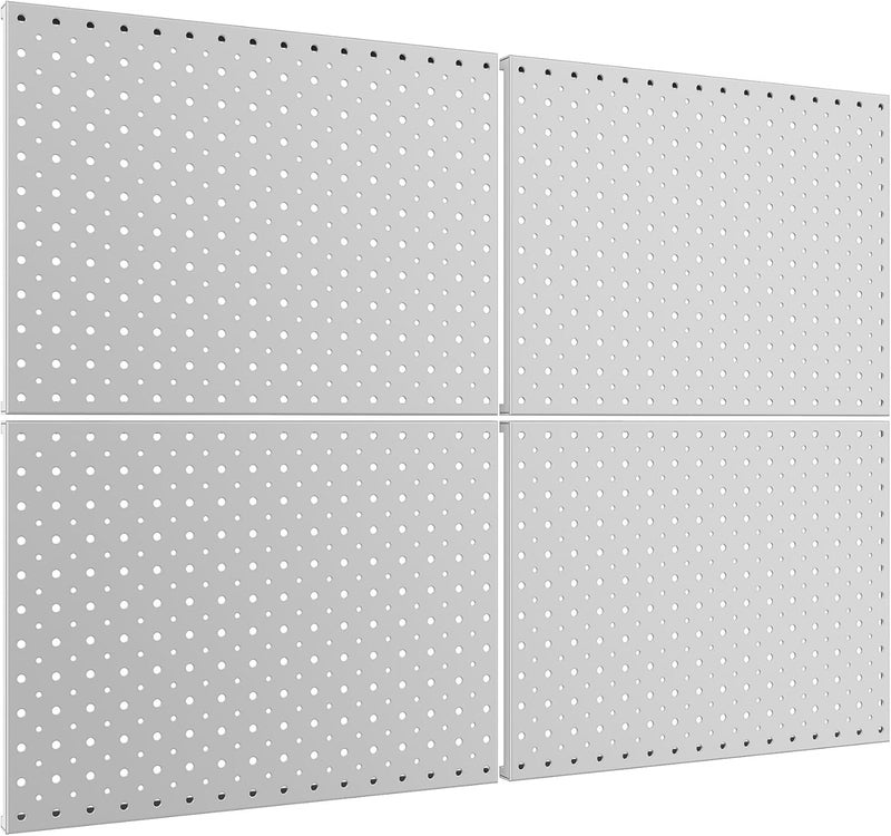 TORACK 4Pcs 12"x16" Metal Pegboard Panels for Garage, Workbench, Shop, Shed Tool Organizer Peg Board with 1/8" & 1/4" Holes, Modular Wall-Mounted Pegboard for Pegboard Hooks (Grey) - Image 1